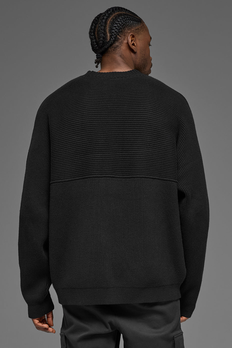 Alo Yoga Domain Shift Rib Knit Sweater Crew - Black