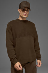 Alo Yoga Domain Shift Rib Knit Sweater Crew - Espresso