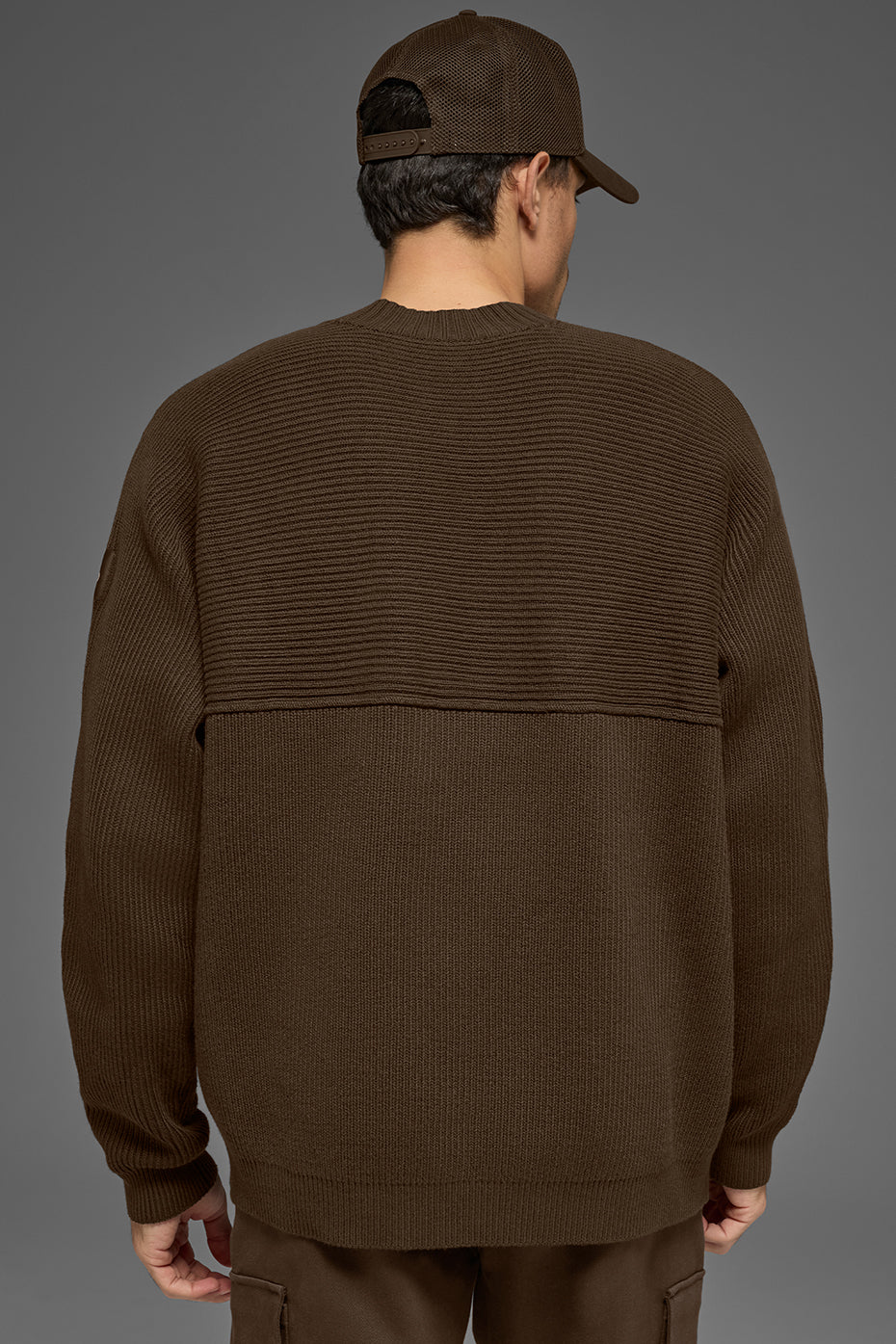 Alo Yoga Domain Shift Rib Knit Sweater Crew - Espresso