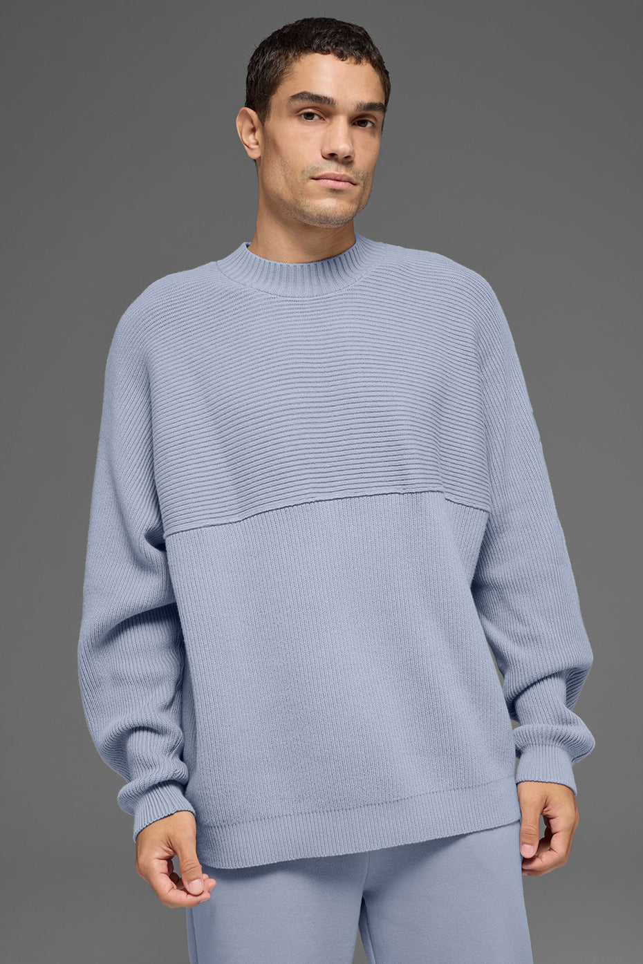 Alo Yoga Domain Shift Rib Knit Sweater Crew - Winter Frost