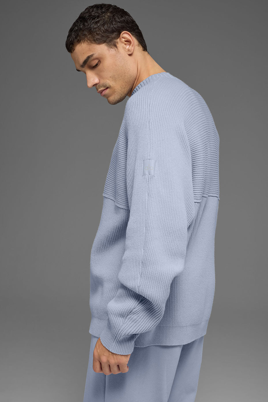 Alo Yoga Domain Shift Rib Knit Sweater Crew - Winter Frost