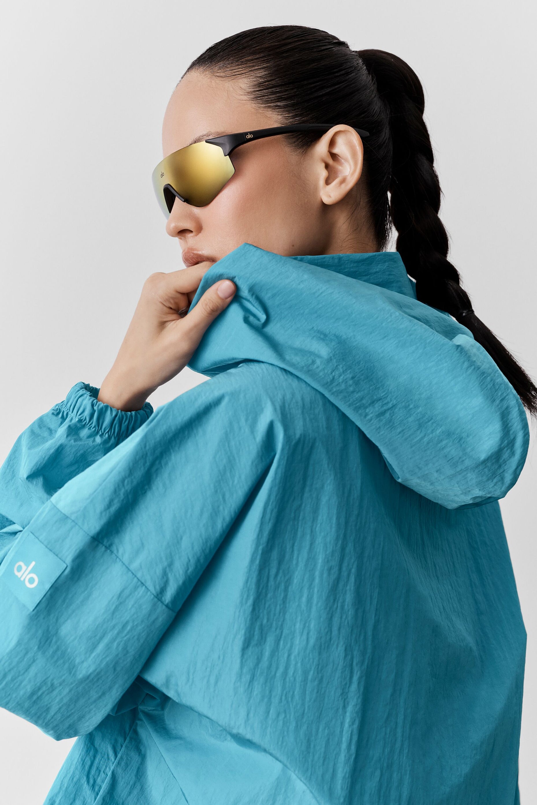 Alo Yoga Axis Hooded Pullover - Blue Breeze