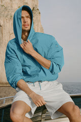 Alo Yoga Axis Hooded Pullover - Blue Breeze