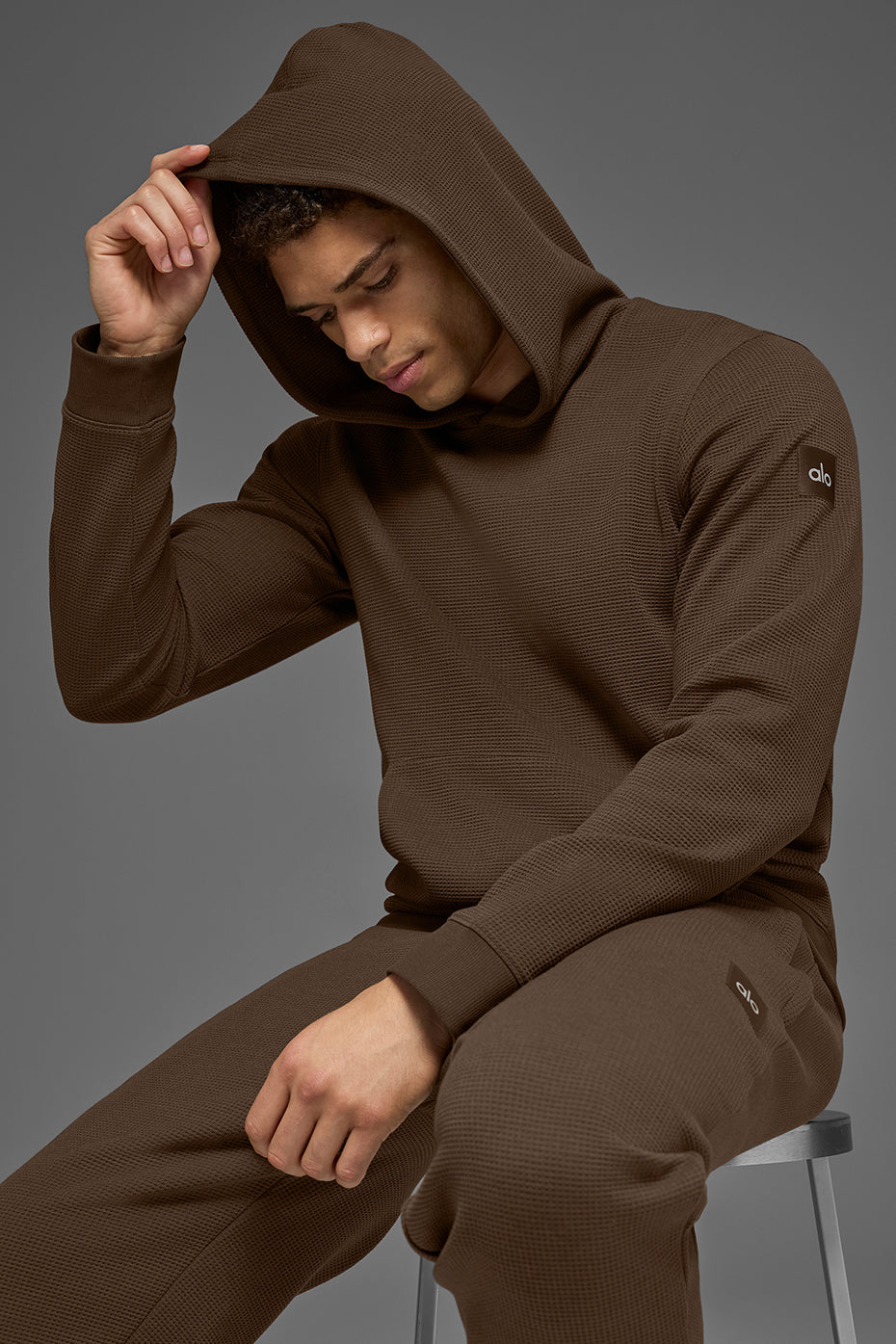 Alo Yoga Waffle Lounge Hoodie - Espresso