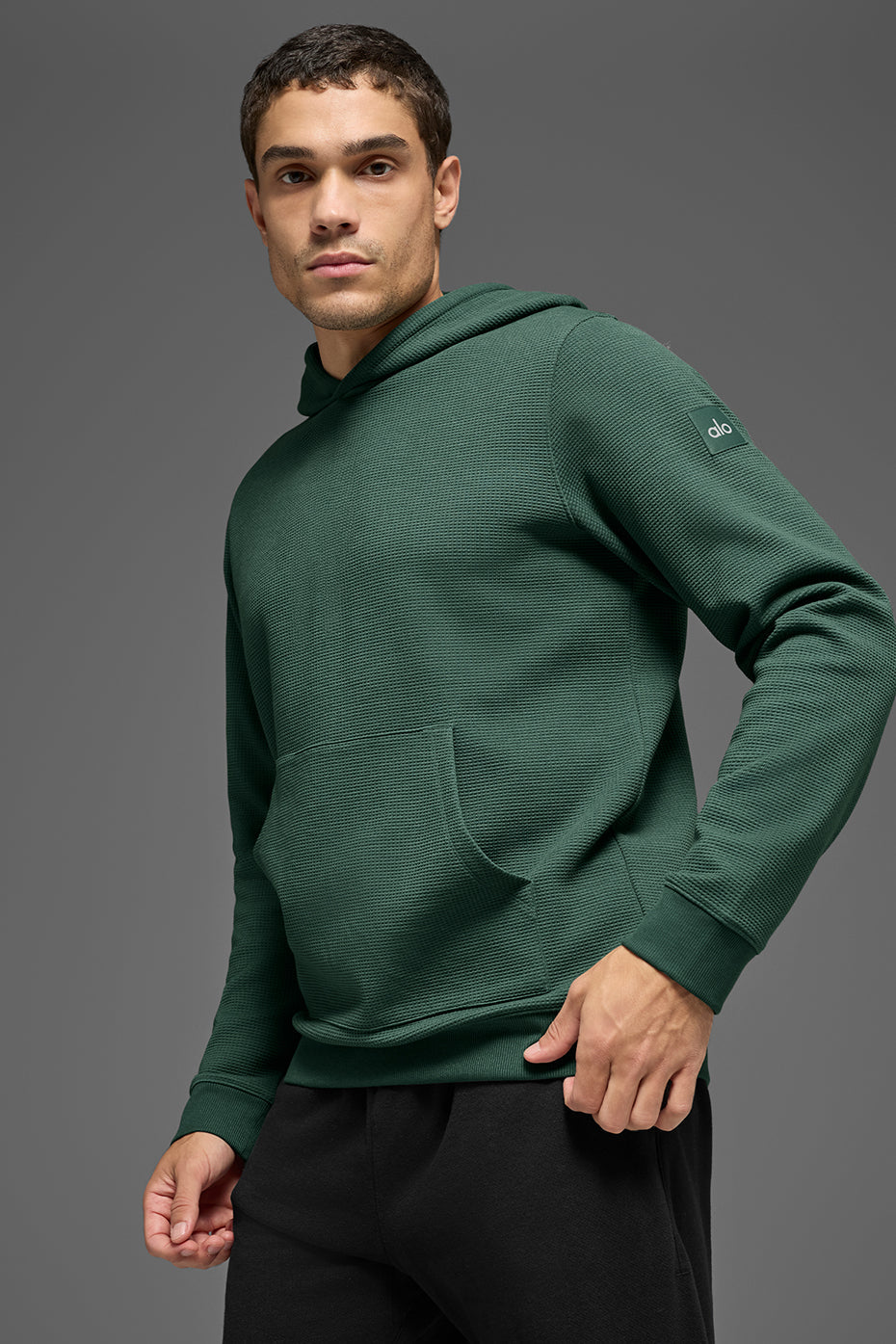 Alo Yoga Waffle Lounge Hoodie - Clover Green