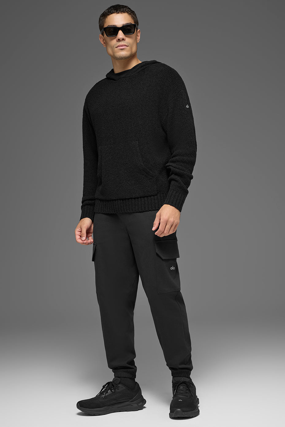 Alo Yoga Textured Knit Hoodie - Black