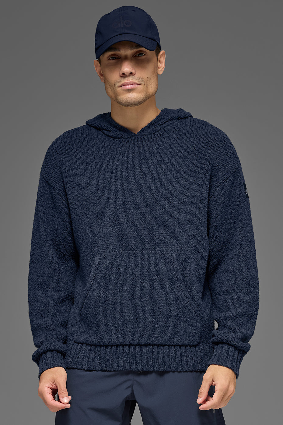 Alo Yoga Textured Knit Hoodie - Navy