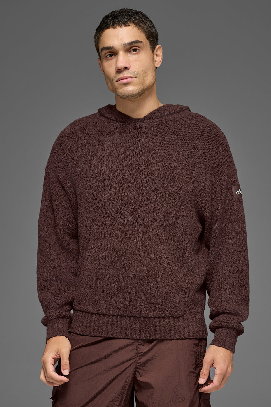 Alo Yoga Textured Knit Hoodie - Brownstone