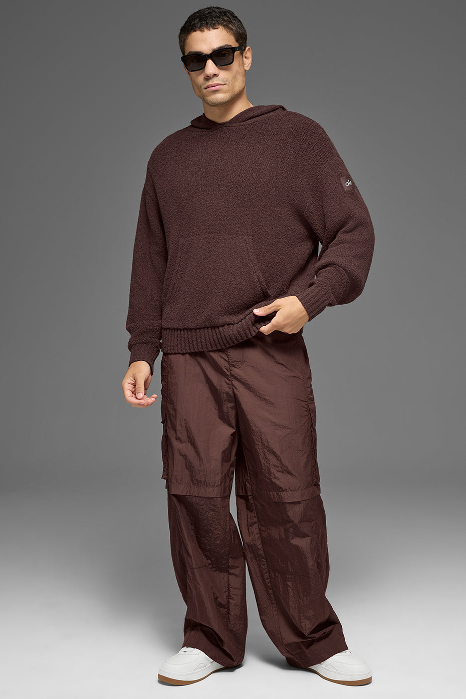 Alo Yoga Textured Knit Hoodie - Brownstone