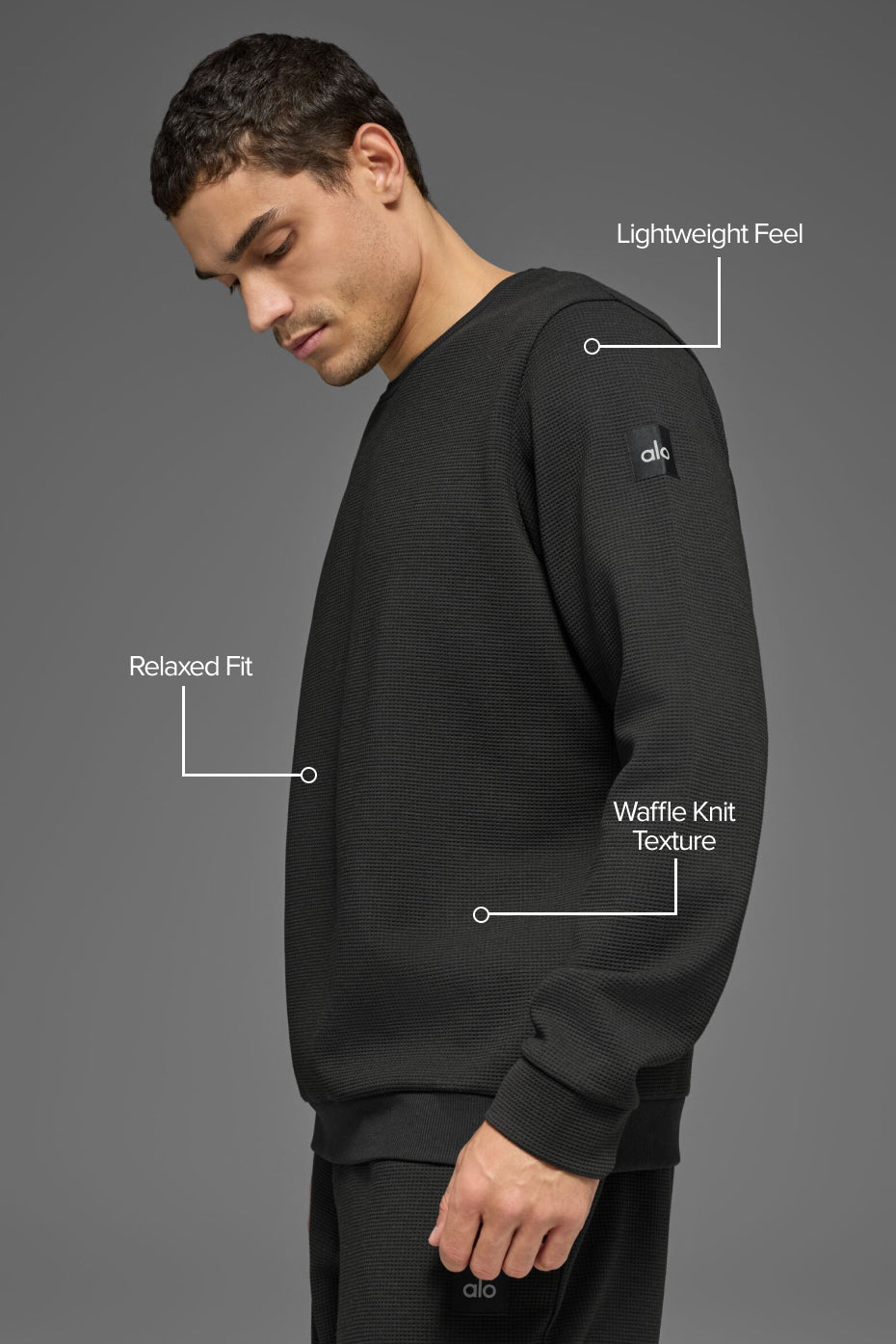 Alo Yoga Waffle Lounge Long Sleeve Crew - Black