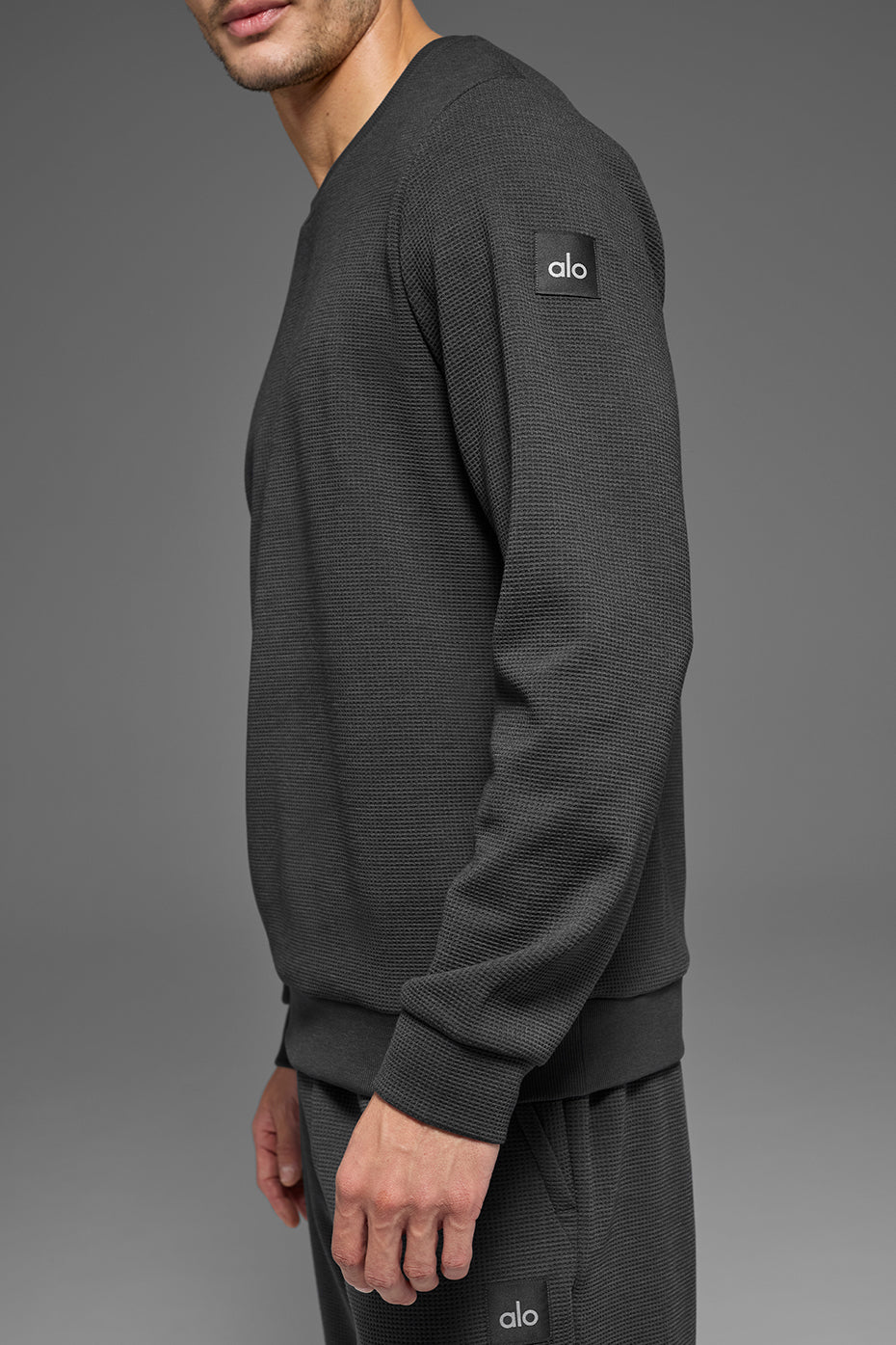 Alo Yoga Waffle Lounge Long Sleeve Crew - Anthracite