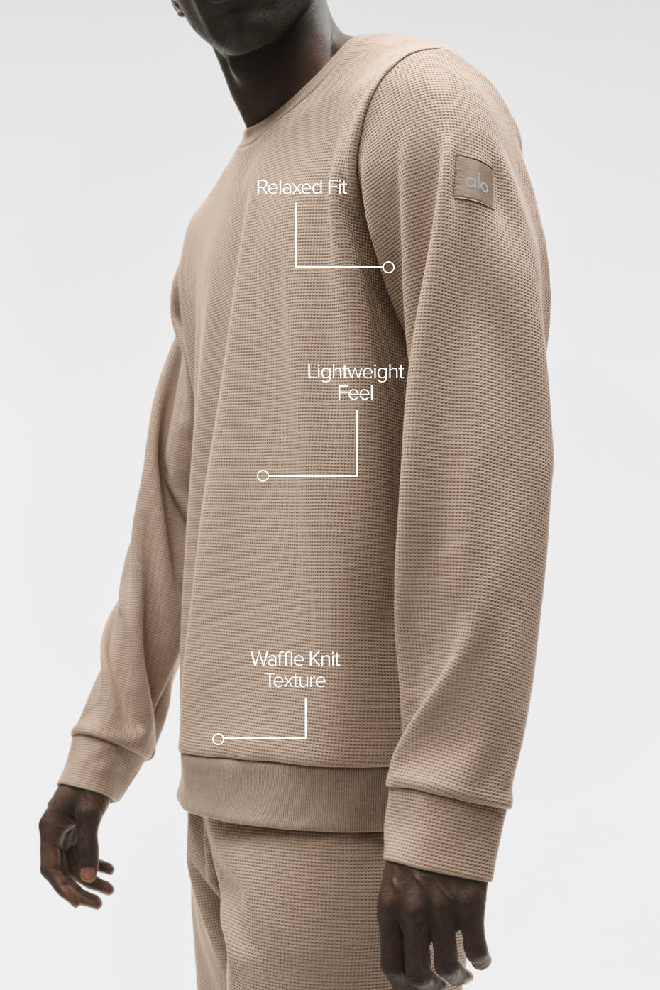 Alo Yoga Waffle Lounge Long Sleeve Crew - Gravel