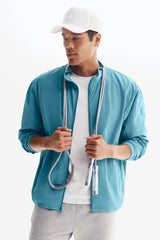Alo Yoga Takeaway Track Full Zip Jacket - Blue Breeze