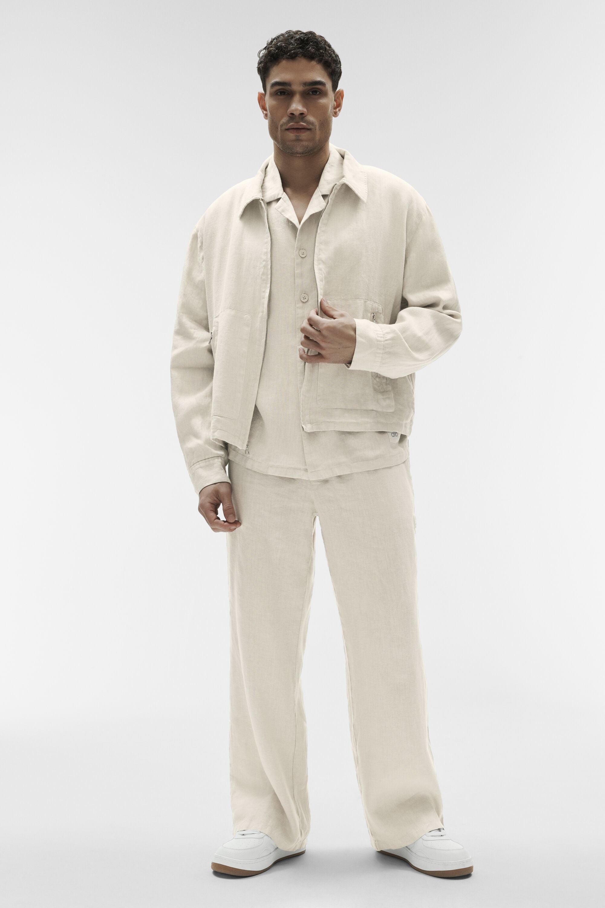 Alo Yoga Linen Days Full Zip Jacket - Bone