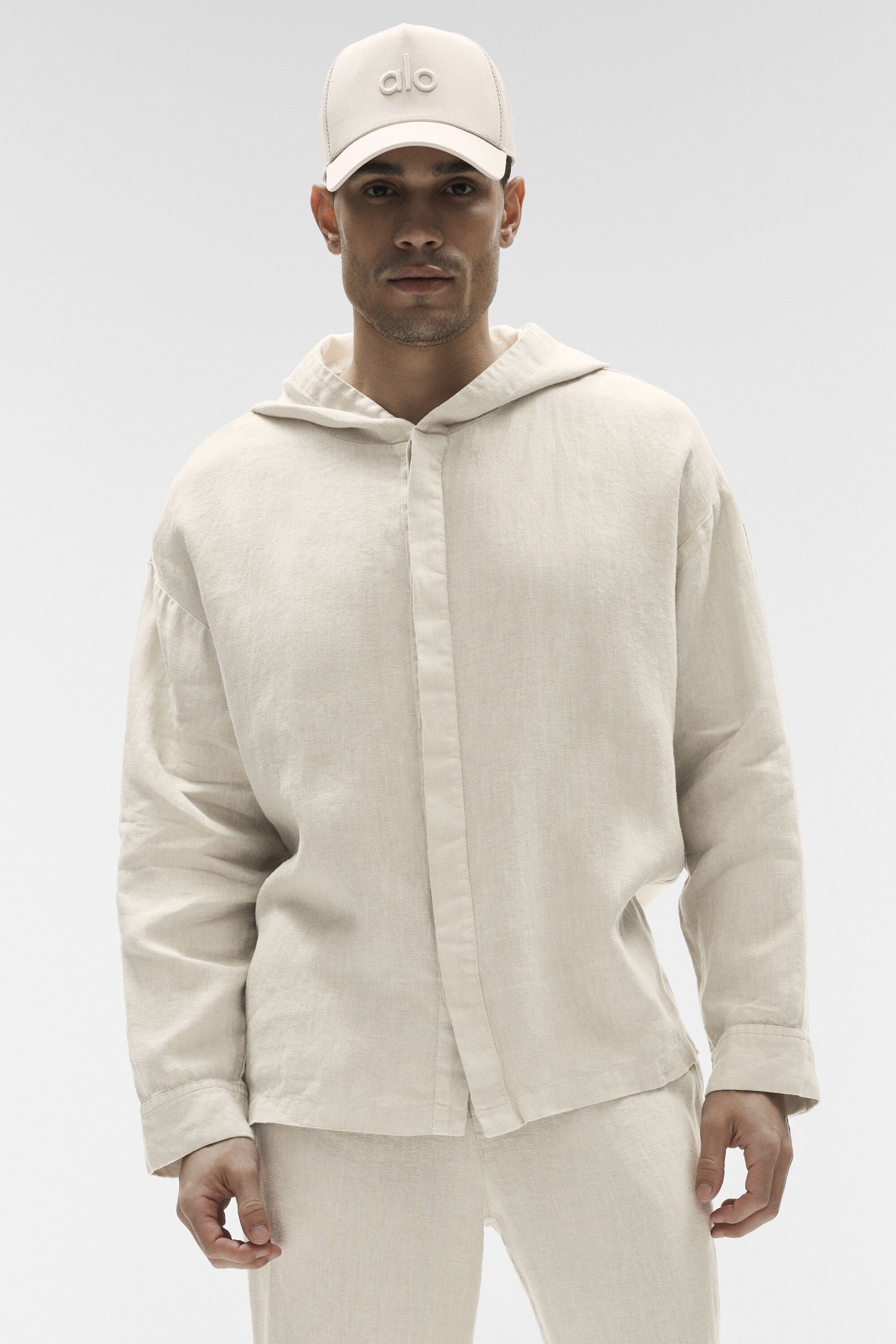 Alo Yoga Linen Days Button Up Hoodie - Bone