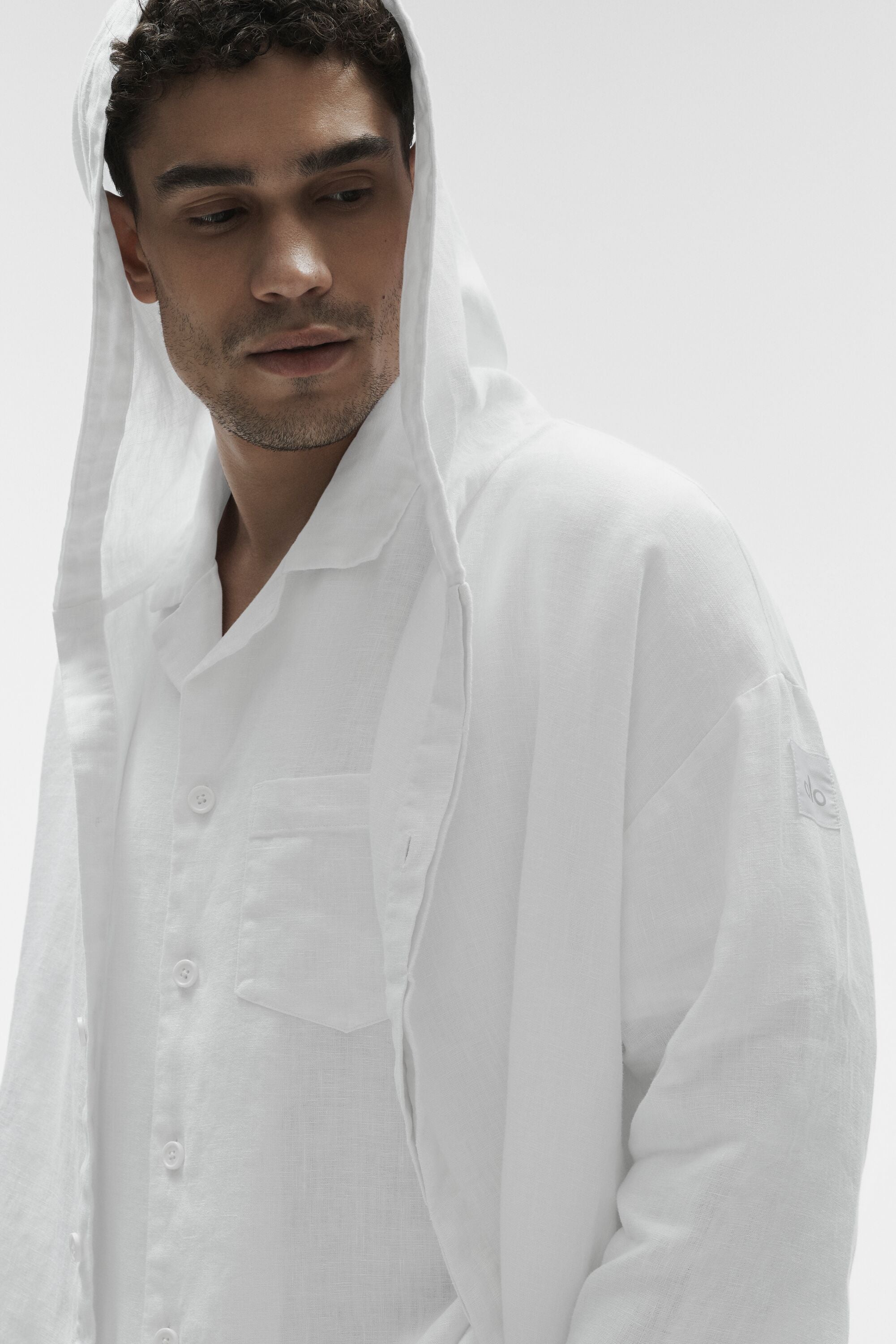 Alo Yoga Linen Days Button Up Hoodie - White