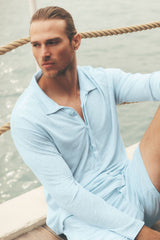 Alo Yoga Linen Jersey Coastal Long Sleeve Pullover - Seaside Blue