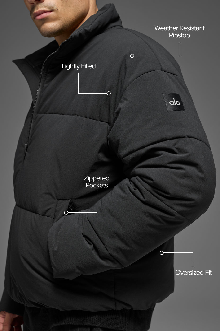 Alo Yoga Stretch Woven Street Puffer - Black