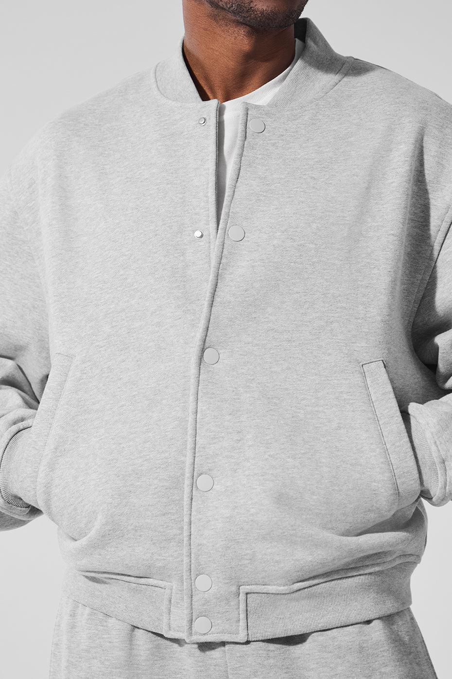 Alo Yoga Renown Varsity Jacket - Athletic Heather Grey