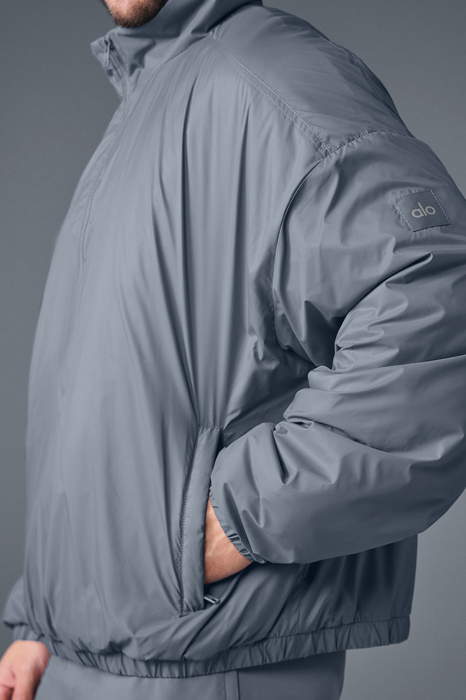 Alo Yoga Latitude Light Weight 1/2 Zip Pullover Jacket - Steel Grey