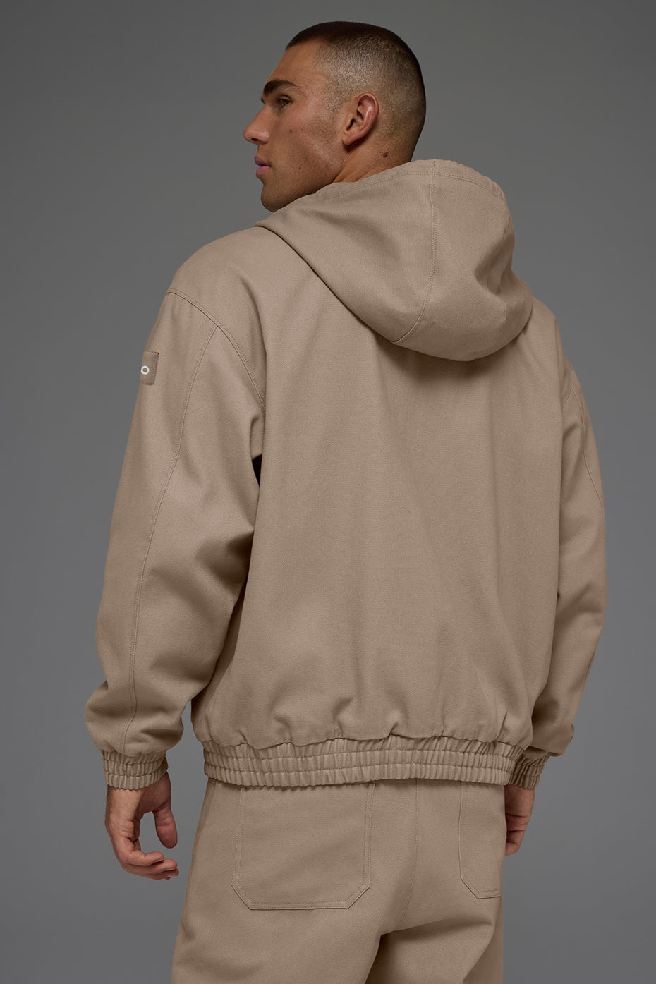 Alo Yoga Cotton Canvas Full Zip Hoodie - Gravel