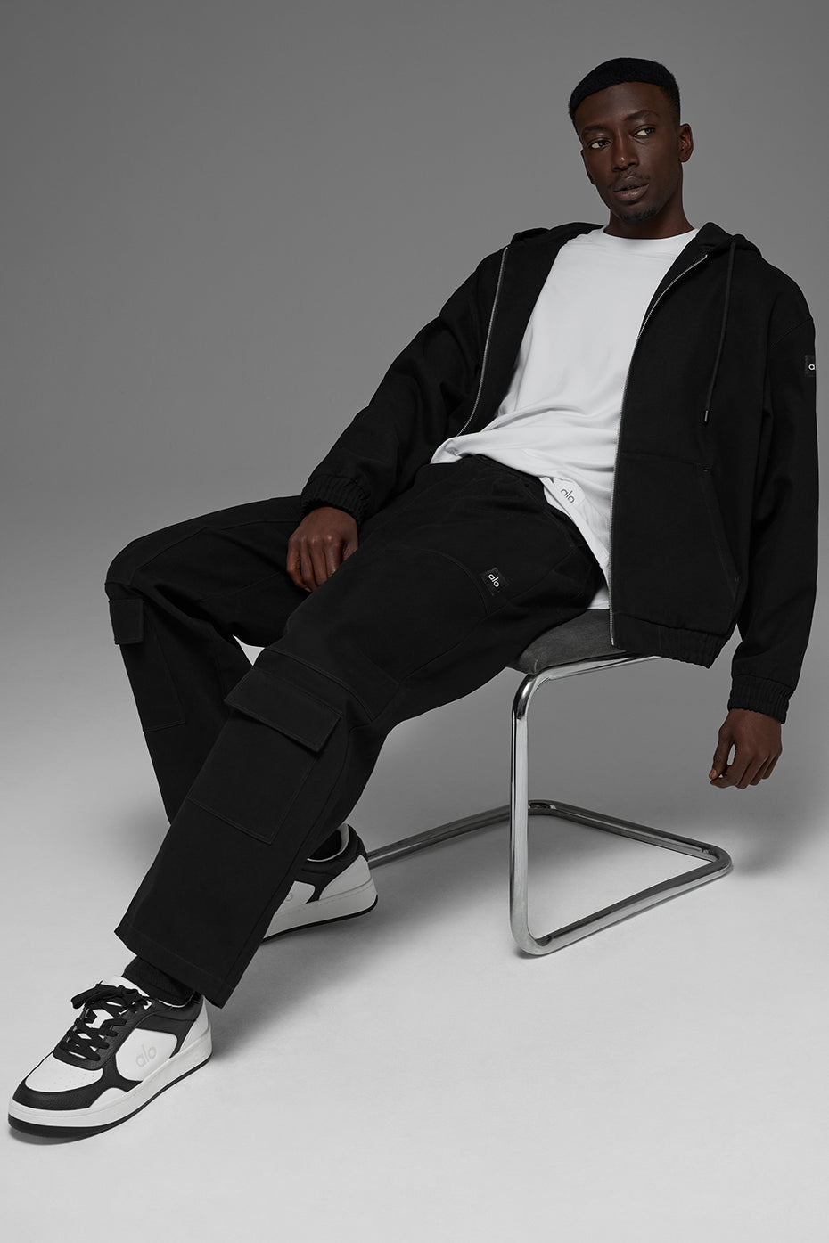 Alo Yoga Cotton Canvas Full Zip Hoodie - Black