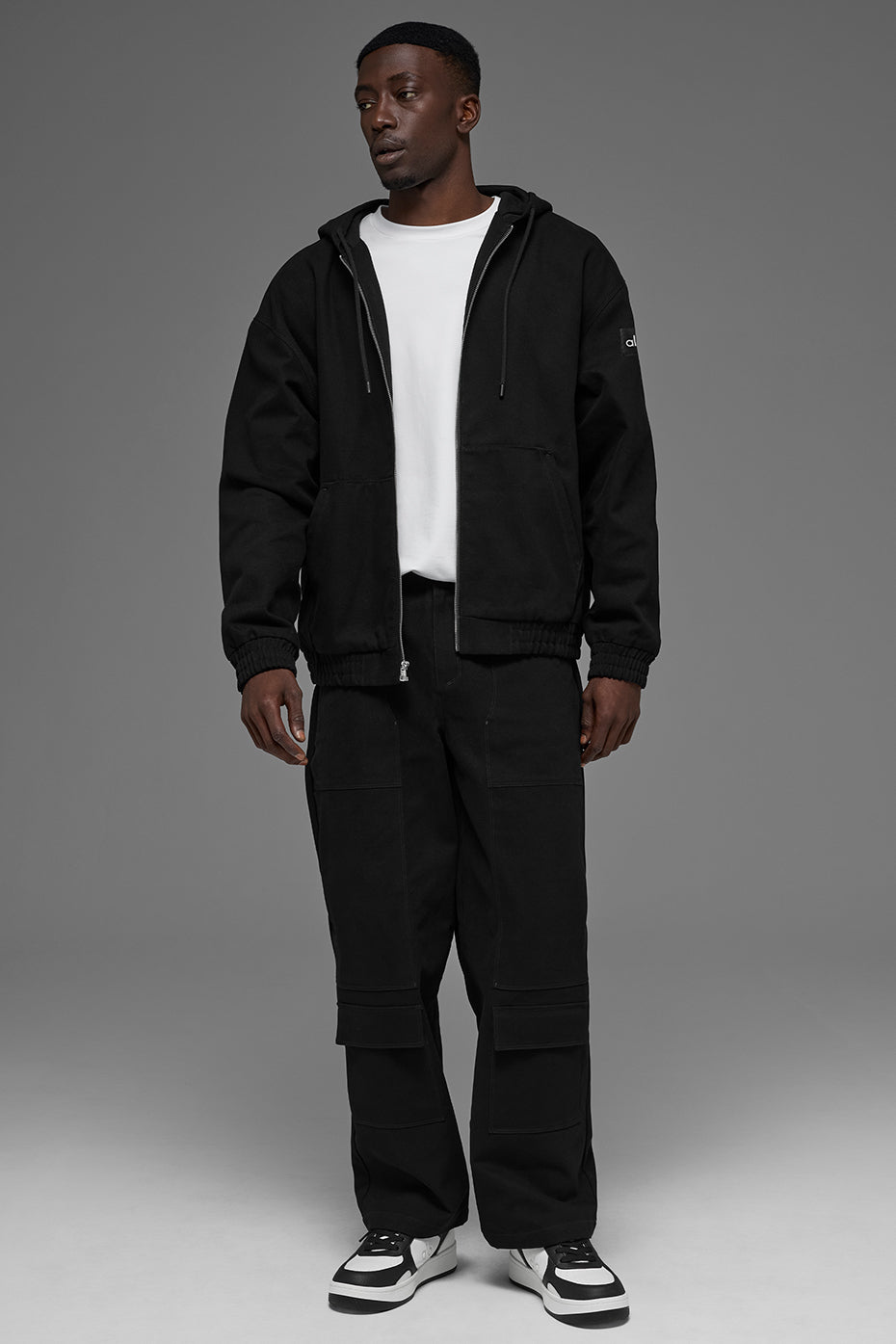 Alo Yoga Cotton Canvas Full Zip Hoodie - Black