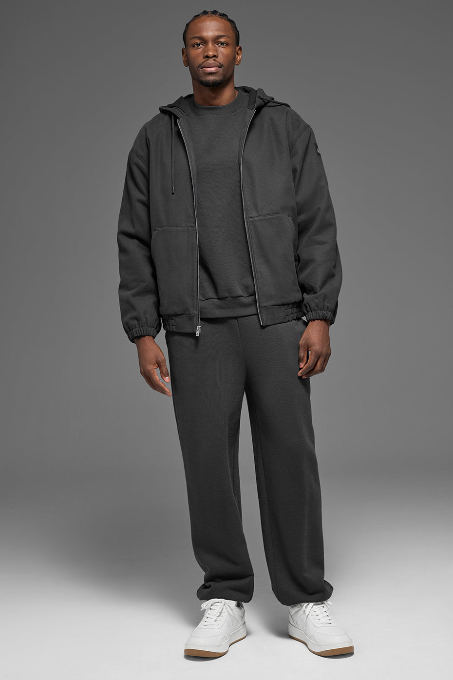 Alo Yoga Cotton Canvas Full Zip Hoodie - Anthracite