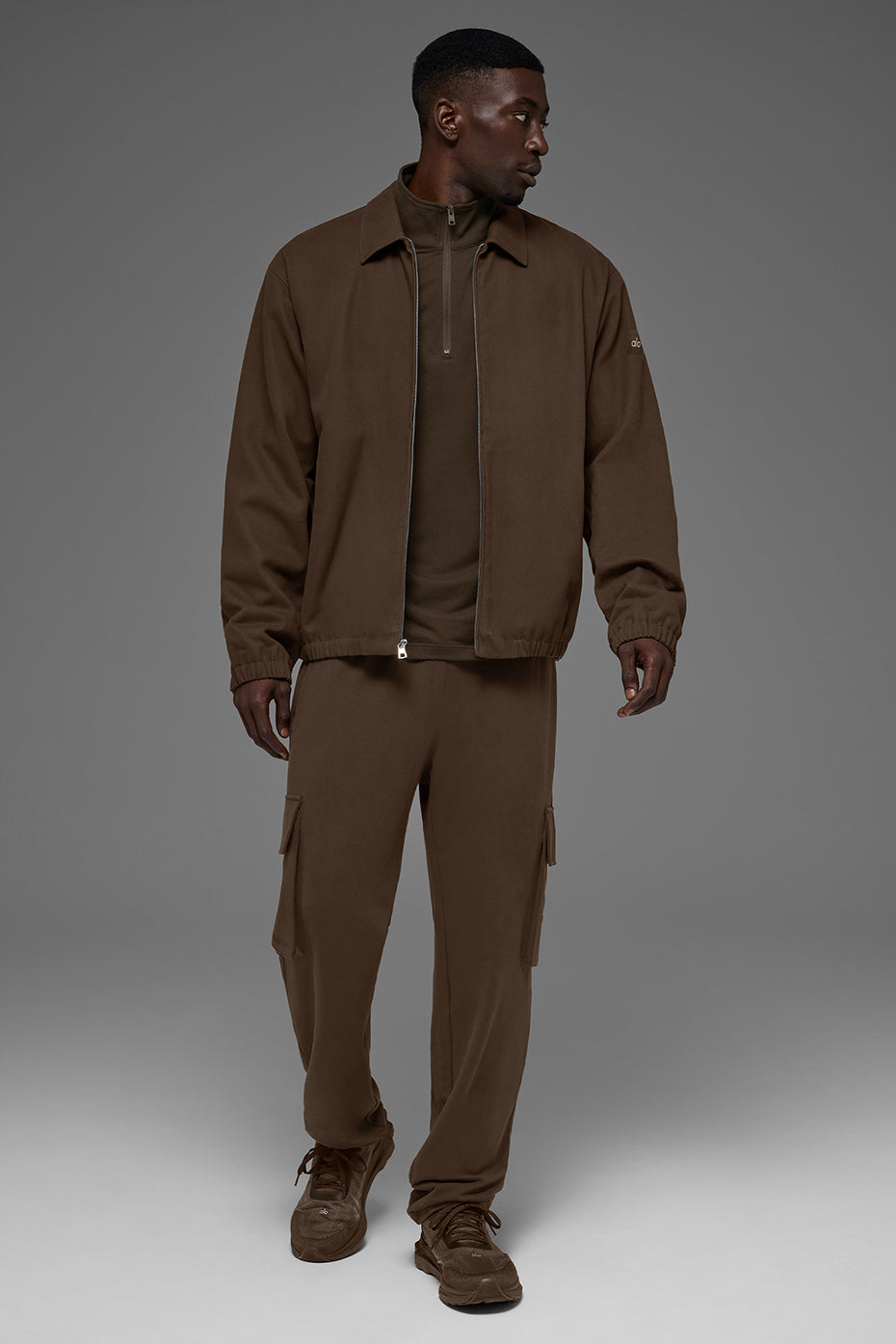 Alo Yoga Cotton Canvas Coaches Jacket - Espresso