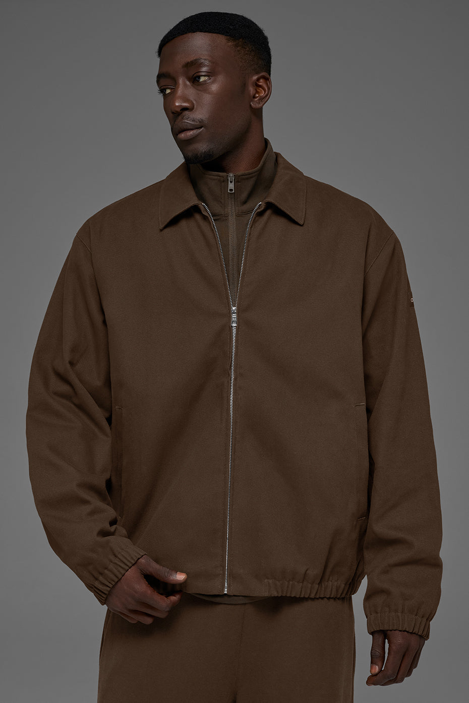 Alo Yoga Cotton Canvas Coaches Jacket - Espresso