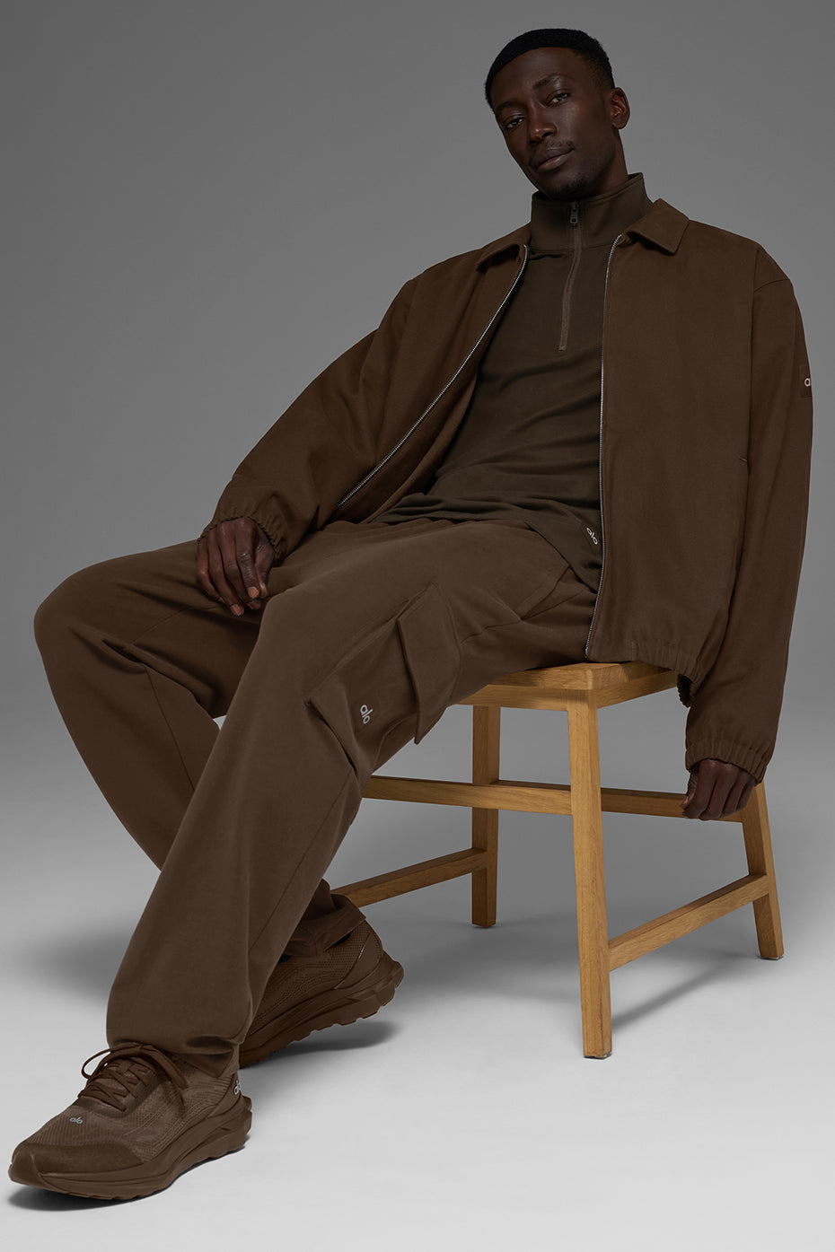 Alo Yoga Cotton Canvas Coaches Jacket - Espresso
