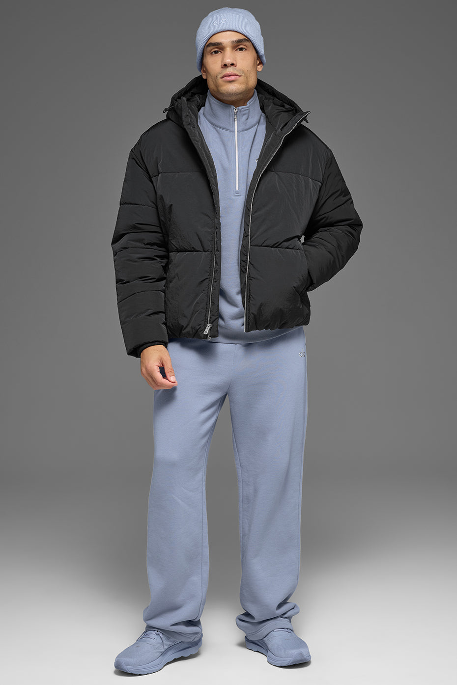 Alo Yoga Crinkle Nylon Hooded Stage Puffer - Black