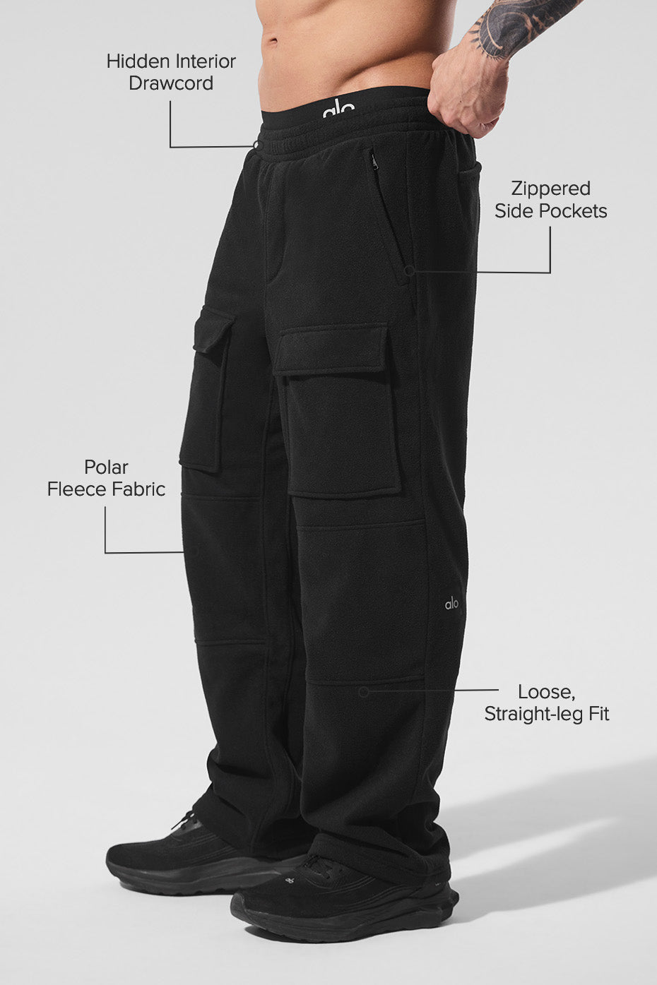 Alo Yoga Polar Fleece Ridge Cargo Pants - Black