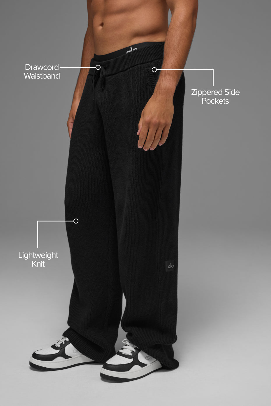 Alo Yoga Domain Rib Knit Sweatpant - Black