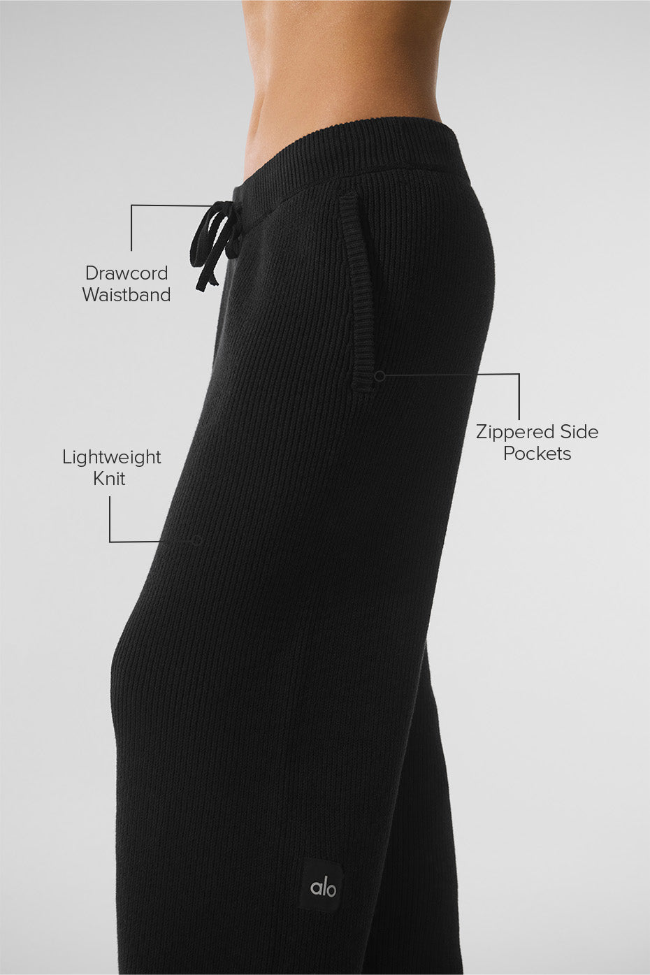 Alo Yoga Domain Rib Knit Sweatpant - Black