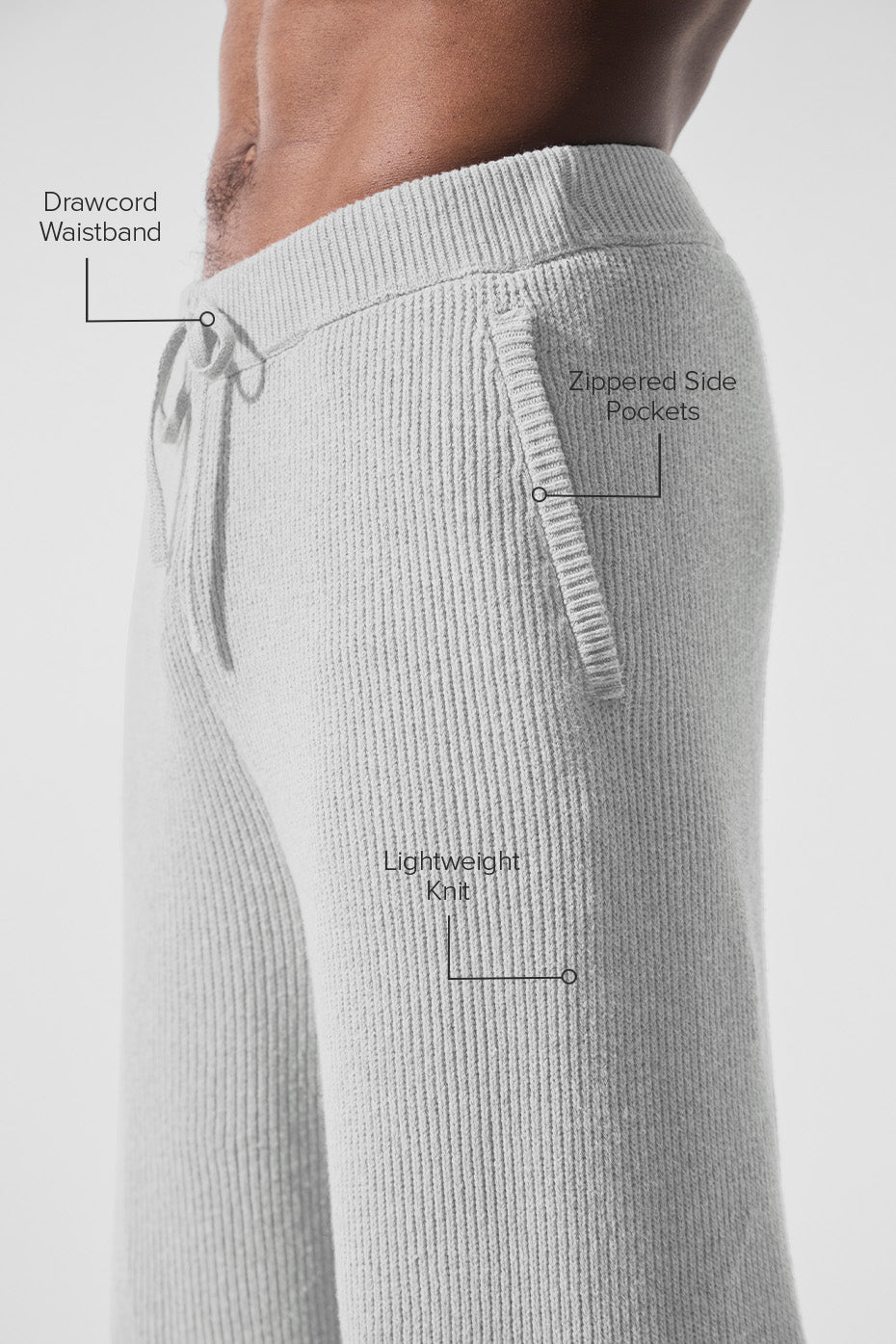 Alo Yoga Domain Rib Knit Sweatpant - Athletic Heather Grey
