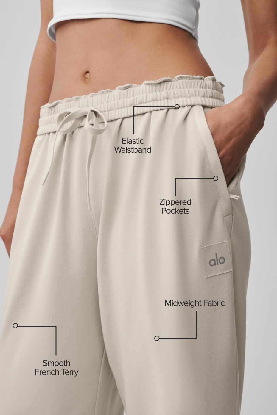 Alo Yoga Double Take Straight Leg Pant - Bone