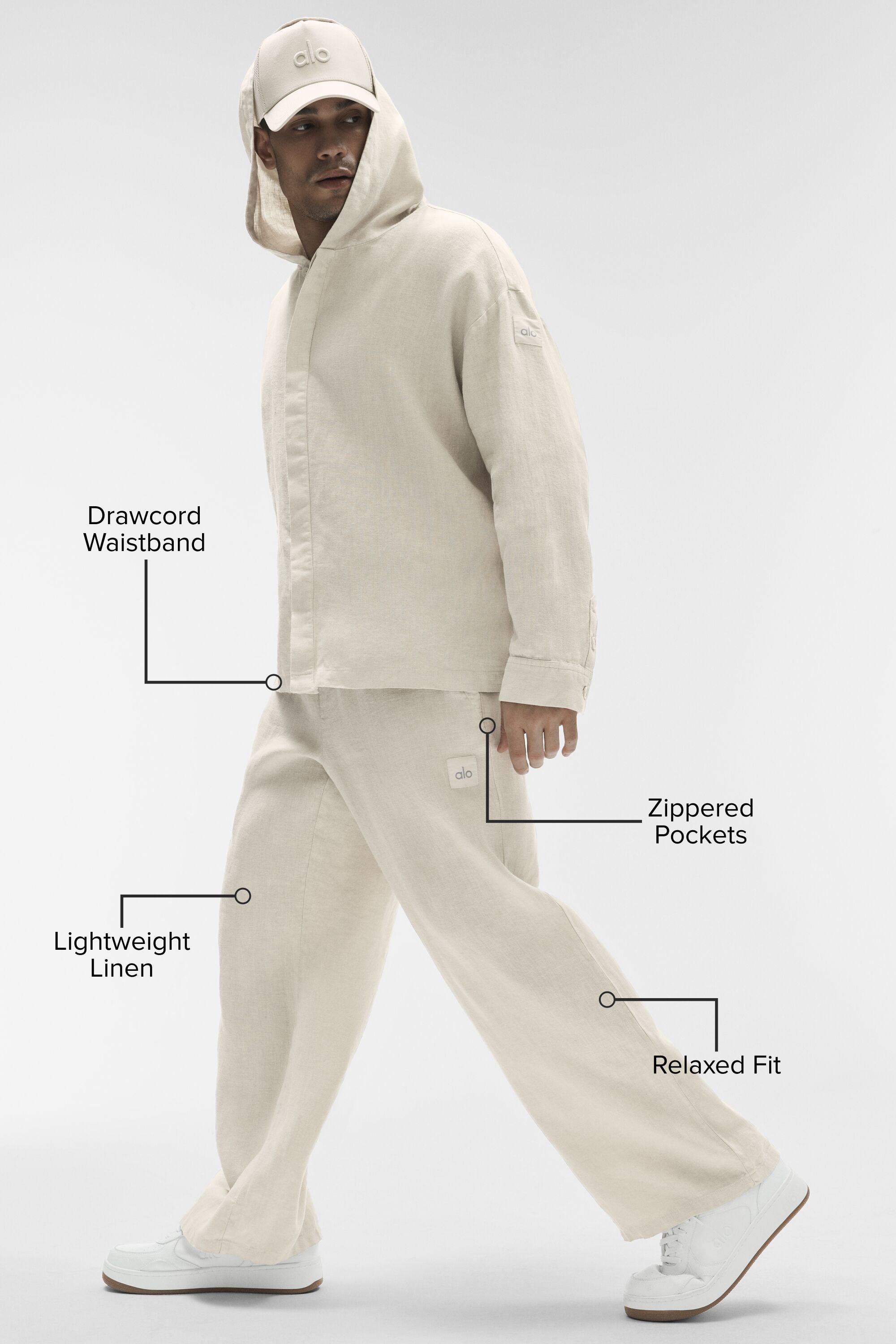 Alo Yoga Linen Days Straight Leg Pant - Bone