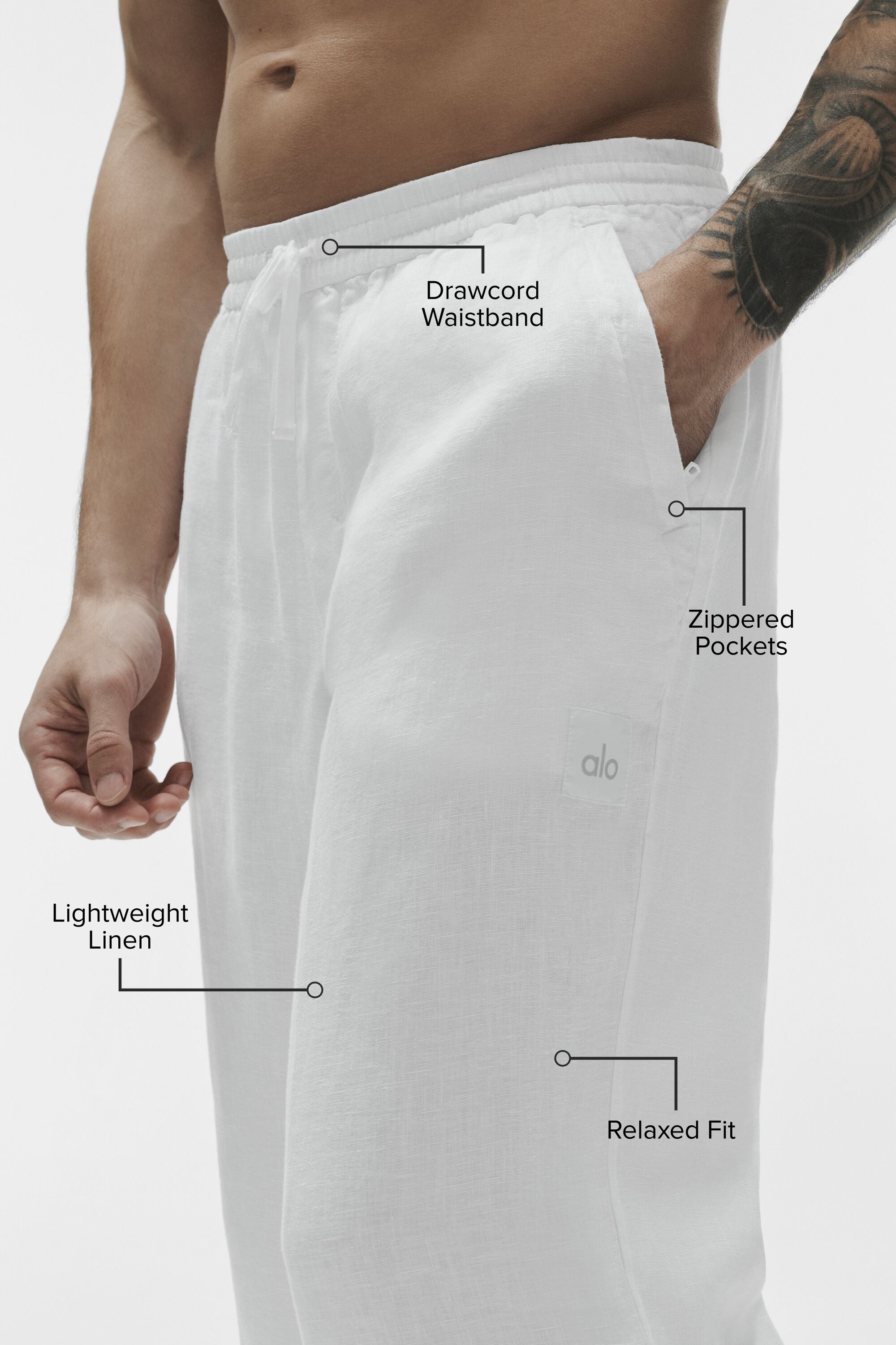 Alo Yoga Linen Days Straight Leg Pant - White