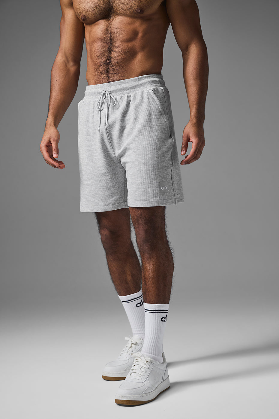 Alo Yoga 7" Micro Waffle Fast Break Short - Athletic Heather Grey
