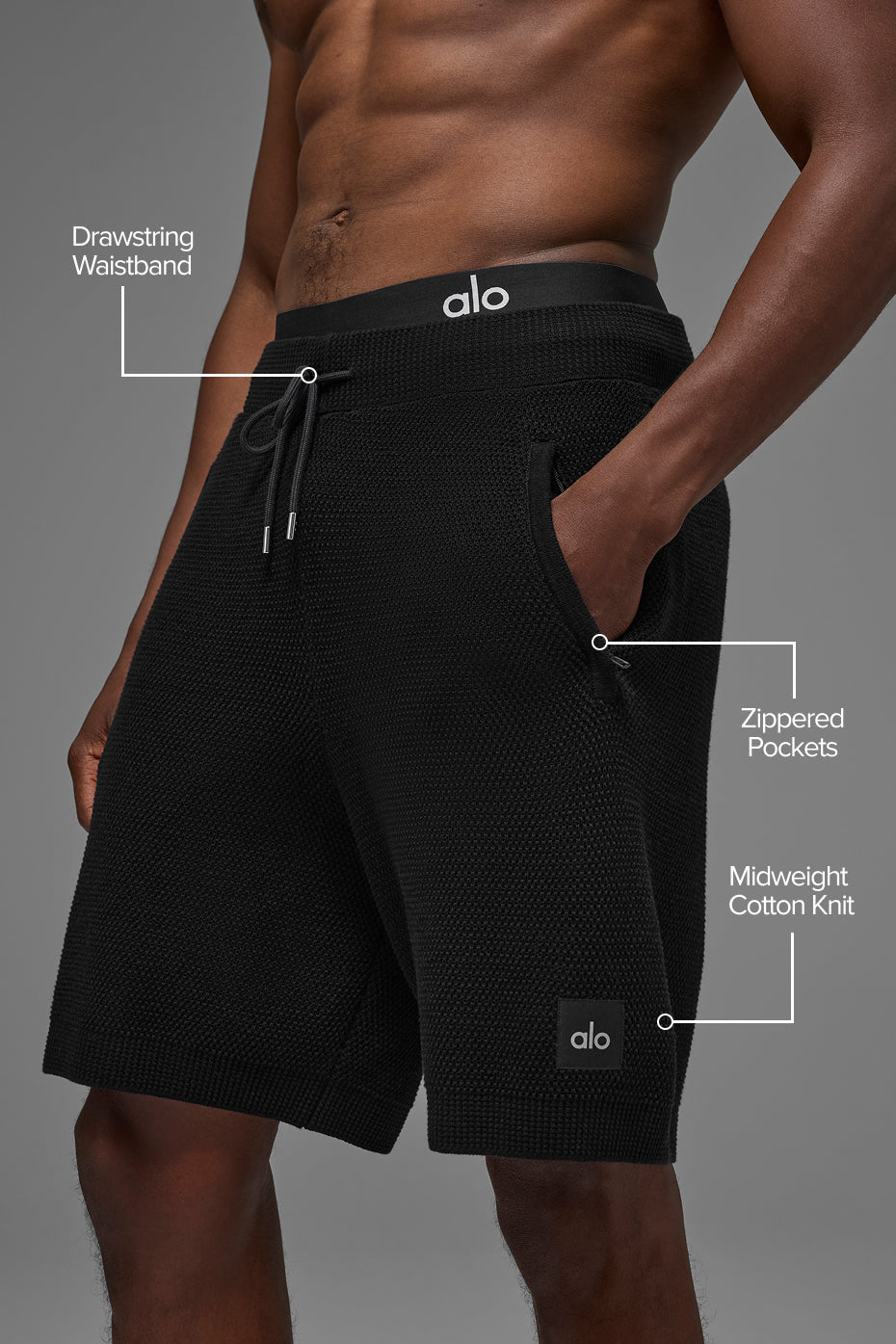 Alo Yoga 7" Sports Club Sweater Knit Short - Black