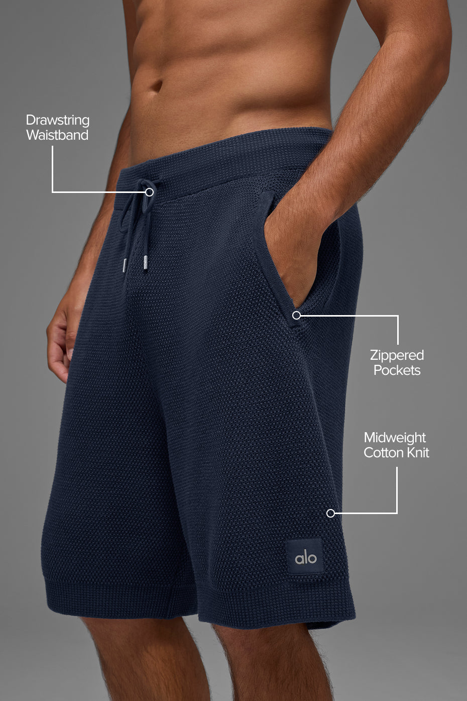 Alo Yoga 7" Sports Club Sweater Knit Short - Navy