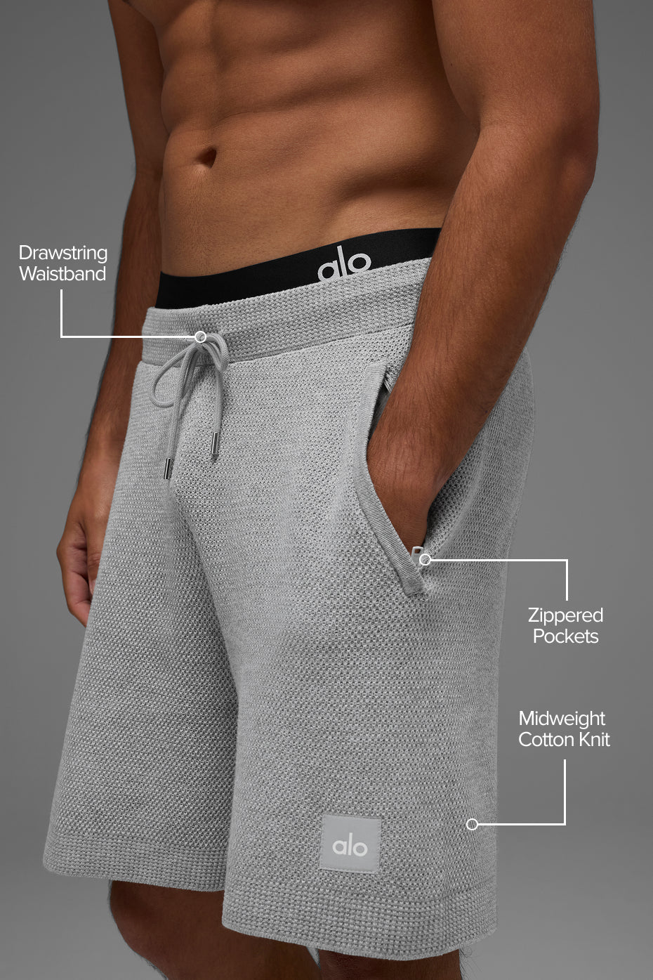 Alo Yoga 7" Sports Club Sweater Knit Short - Athletic Heather Grey