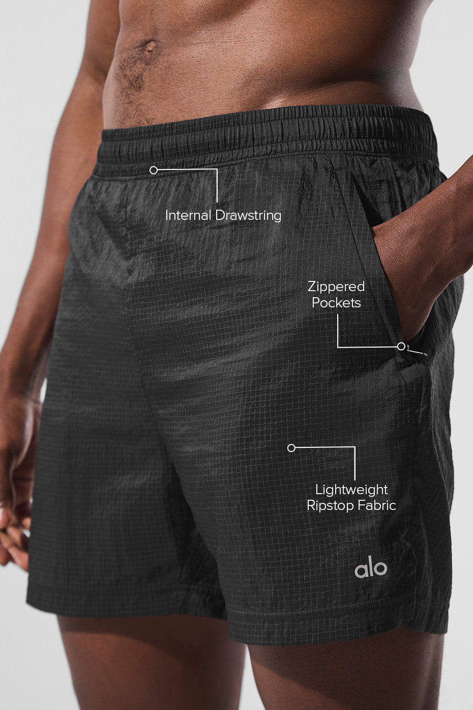 Alo Yoga 5" Game Time Ripstop 2-In-1 Short - Black/Black