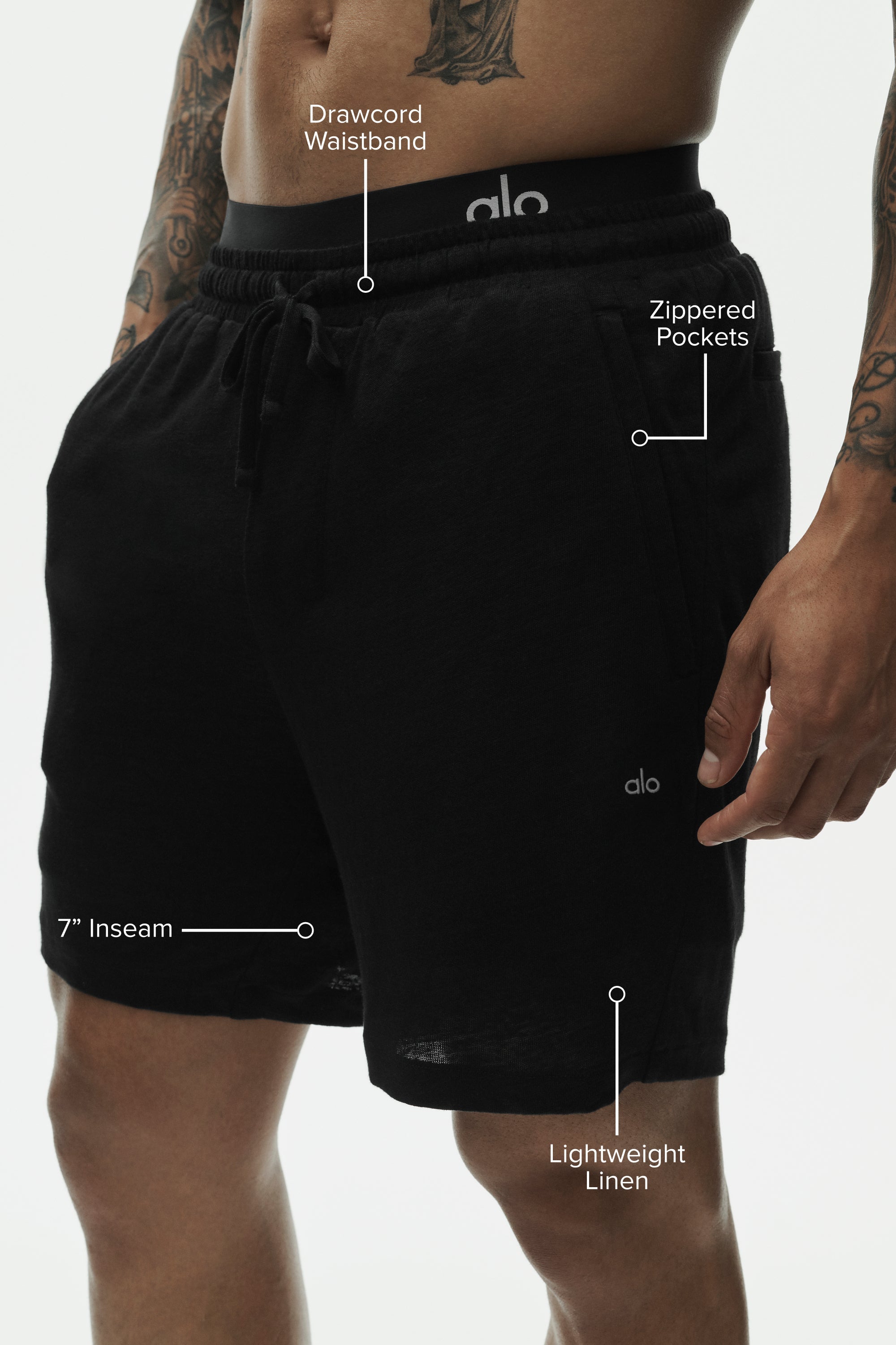 Alo Yoga 7" Linen Jersey Coastal Short - Black