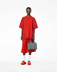 Marc Jacobs The Washed Monogram Denim Small Tote Bag Sun Faded Denim