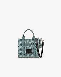 Marc Jacobs The Washed Monogram Denim Crossbody Tote Bag Sun Faded Denim