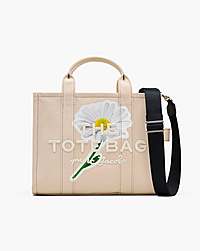 Marc Jacobs The Daisy Script Canvas Medium Tote Bag Cloud White Multi