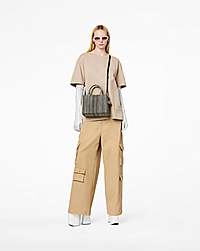 Marc Jacobs The Monogram Leather Small Tote Bag Black/white