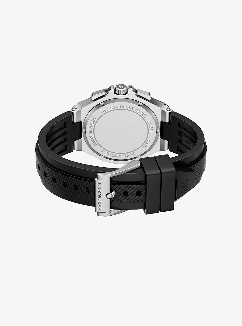 Michael Kors Oversized Lennox Pave Silver-Tone and Silicone Watch Silver